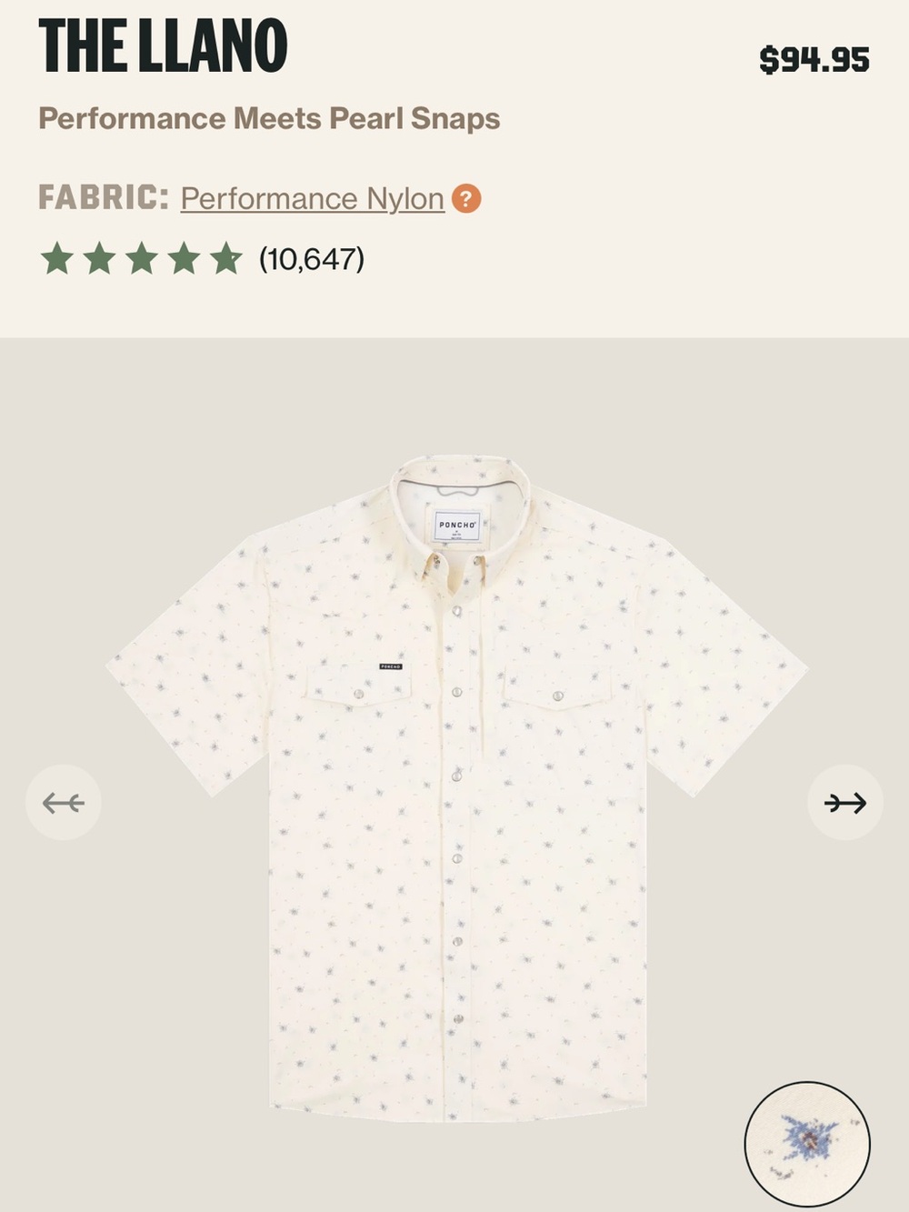 Poncho The Llano Short-Sleeve Button-Down Shirt - Cream